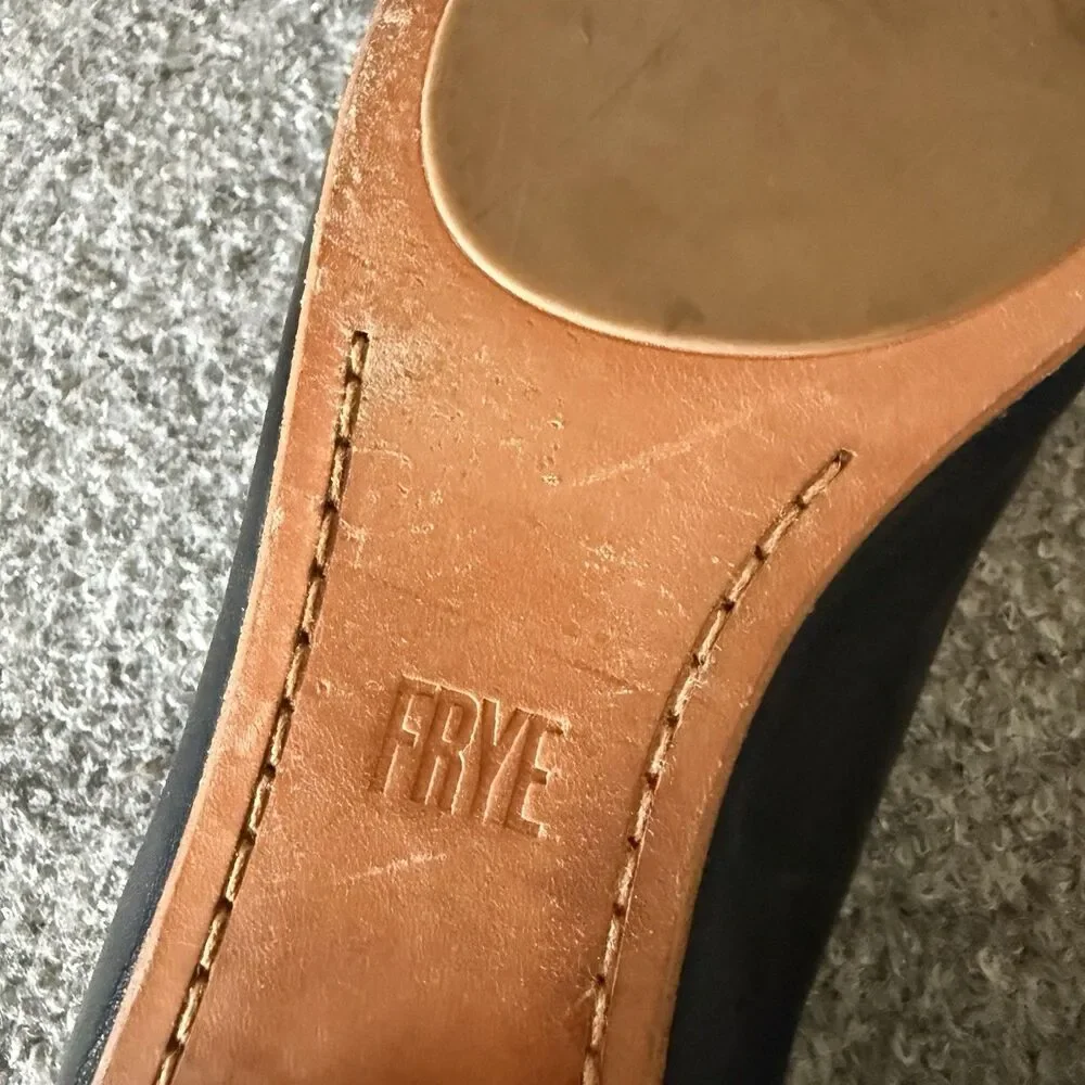 Frye Black Leather Slip-On Ballet Flat Round Toe Women's US 8.5 Comfort - Picture 9 of 10